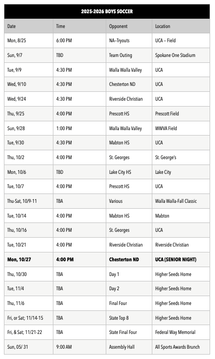 25-26 Boys Soccer UCA